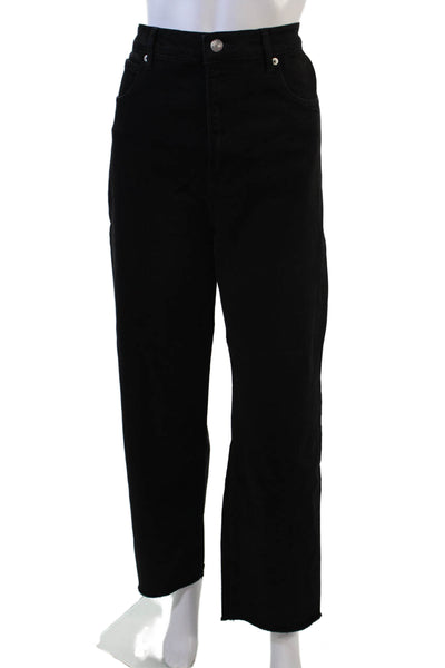 Everlane Women Black Mid-Rise Organic Cotton Pants Button 30in Size 31 Tall
