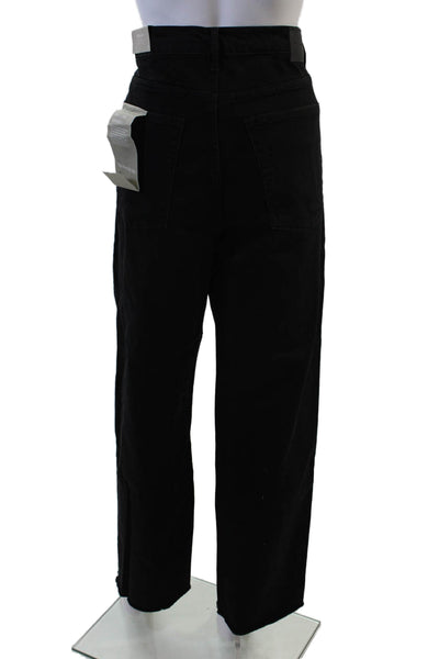 Everlane Women Black Mid-Rise Organic Cotton Pants Button 30in Size 31 Tall