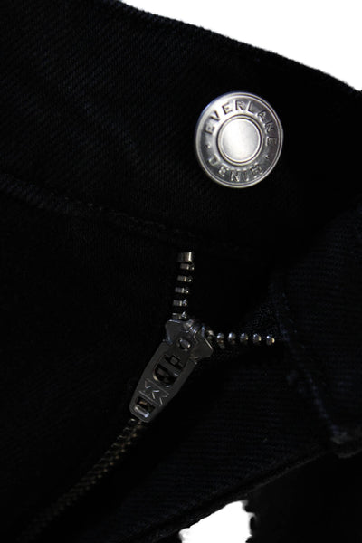 Everlane Women Black Mid-Rise Organic Cotton Pants Button 30in Size 31 Tall
