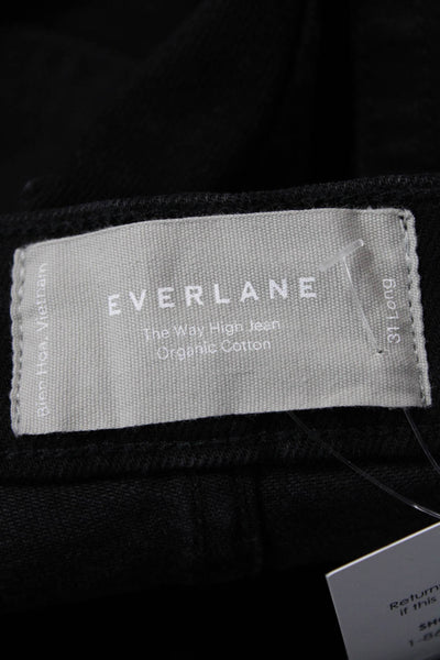 Everlane Women Black Mid-Rise Organic Cotton Pants Button 30in Size 31 Tall