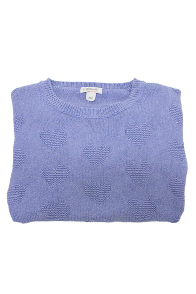 Crewcuts Girls Long Sleeve Crew Neck Heart Knit Sweater Blue Size 8-9