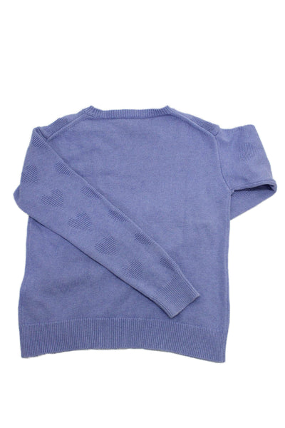 Crewcuts Girls Long Sleeve Crew Neck Heart Knit Sweater Blue Size 8-9