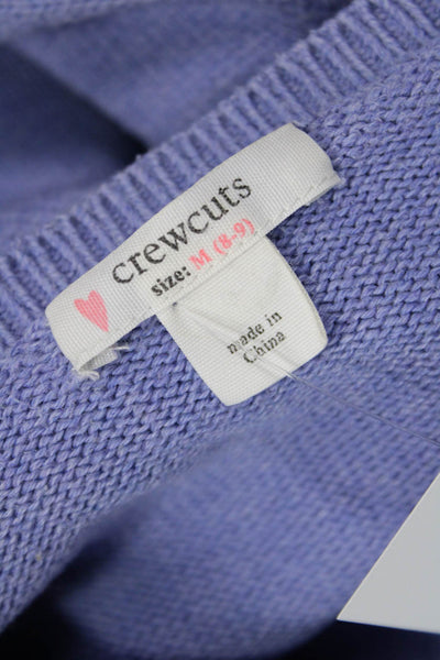 Crewcuts Girls Long Sleeve Crew Neck Heart Knit Sweater Blue Size 8-9