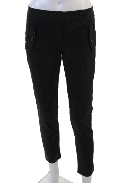 Robert Rodriguez Black Label Women Ankle Cropped Pants Black Army Button Size 2