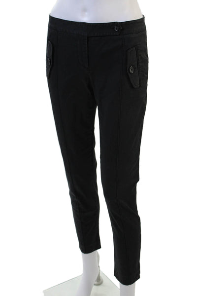 Robert Rodriguez Black Label Women Ankle Cropped Pants Black Army Button Size 2