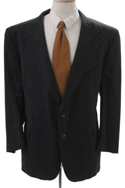 Bill Blass Men Dark Gray 100% Wool Collared Button Blazer Size 50