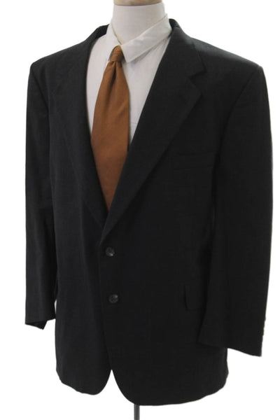 Bill Blass Men Dark Gray 100% Wool Collared Button Blazer Size 50