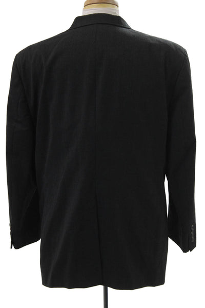 Bill Blass Men Dark Gray 100% Wool Collared Button Blazer Size 50
