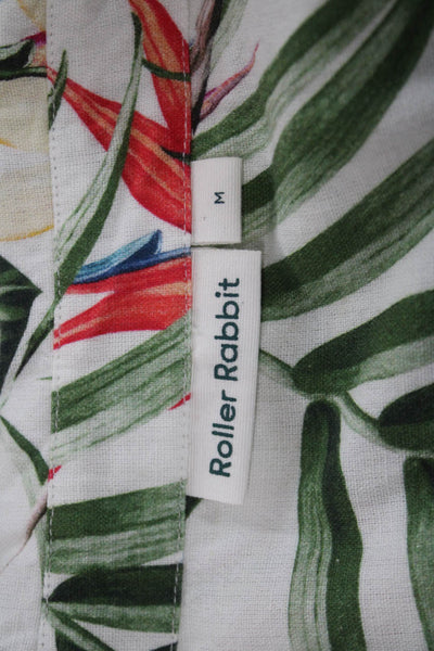 Roller Rabbit Womens Green Floral Cotton Collared Long Sleeve Button-Up Size M