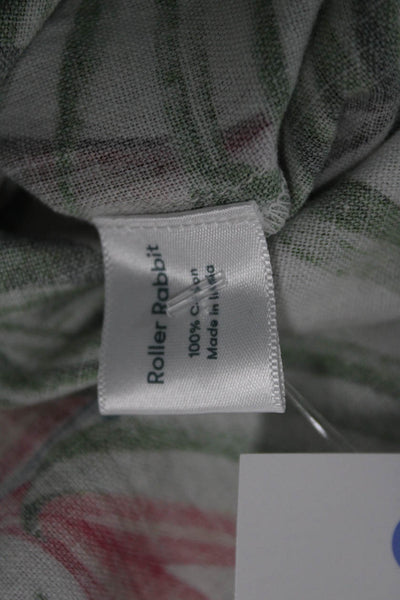 Roller Rabbit Womens Green Floral Cotton Collared Long Sleeve Button-Up Size M