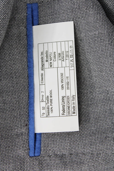 Giusto! Senza Regole Men Sport Coat Gray Pure Wool Button Size 52