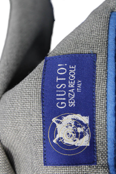 Giusto! Senza Regole Men Sport Coat Gray Pure Wool Button Size 52