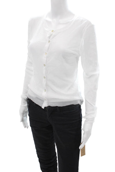Only Hearts Women White Basic Button-Up Long Sleeve Round Neck Top Size XL