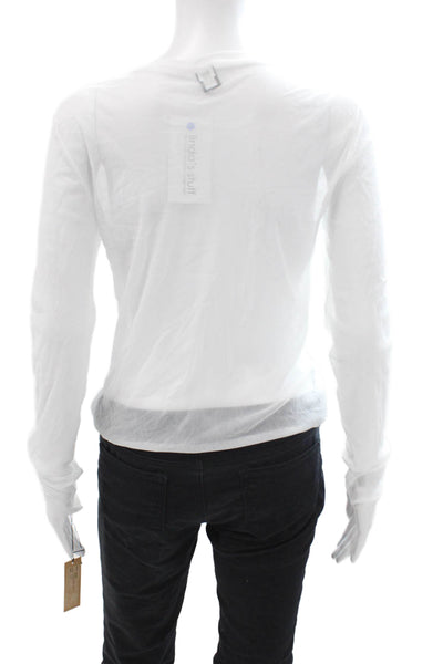 Only Hearts Women White Basic Button-Up Long Sleeve Round Neck Top Size XL