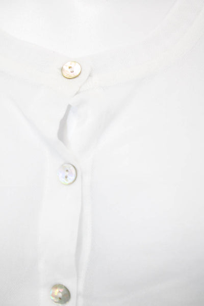 Only Hearts Women White Basic Button-Up Long Sleeve Round Neck Top Size XL