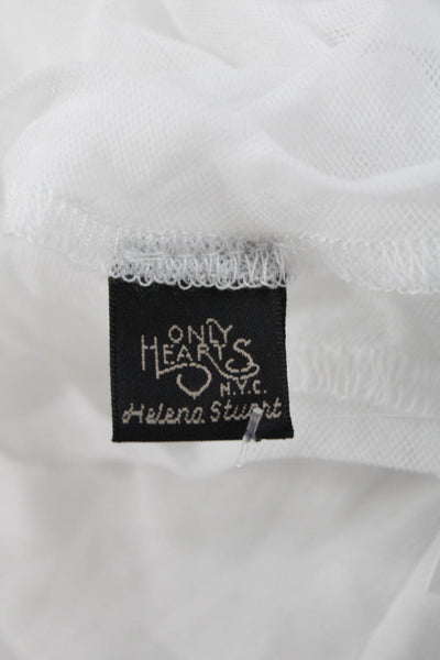 Only Hearts Women White Basic Button-Up Long Sleeve Round Neck Top Size XL