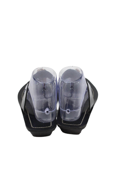 Prada Womens Buckle T Strap Sandals Black Brown Patent Leather Size 39.5