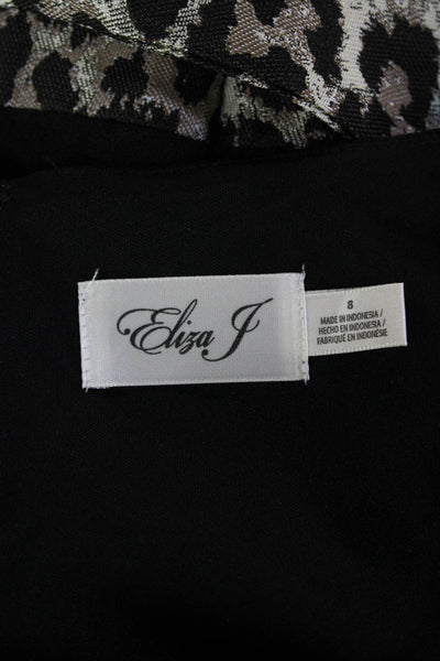 Eliza J Women Black Animal Print Fit & Flare Dress Size 8
