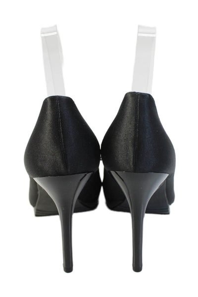 Nine West Womens Solid Sequin Slip On Open Toe Heels Black Size 8M