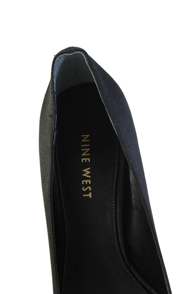 Nine West Womens Solid Sequin Slip On Open Toe Heels Black Size 8M