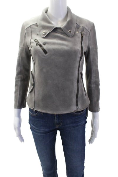 Marrakech Women Gray Biker Motorcycle Jacket Zip Polyester Size XS