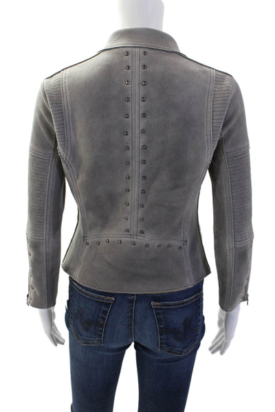 Marrakech Women Gray Biker Motorcycle Jacket Zip Polyester Size XS