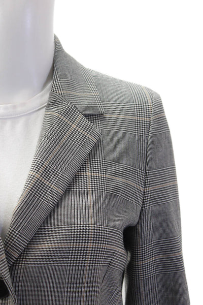 Marella Womens Black Plaid Overcoat Polyester Button Collared Size 6