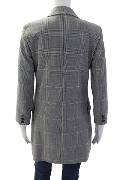 Marella Womens Black Plaid Overcoat Polyester Button Collared Size 6