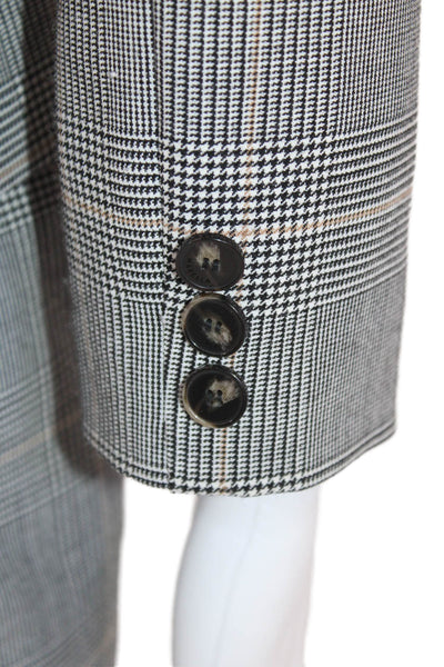 Marella Womens Black Plaid Overcoat Polyester Button Collared Size 6