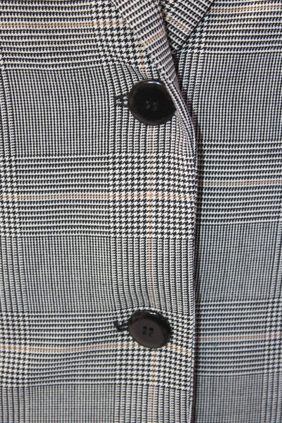 Marella Womens Black Plaid Overcoat Polyester Button Collared Size 6