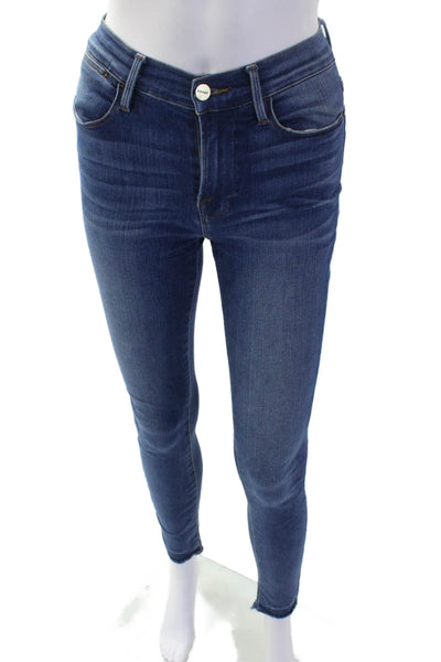 Frame Womens Ankle Skinny Jeans Dark Blue Mid Rise Size 24