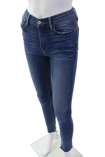 Frame Womens Ankle Skinny Jeans Dark Blue Mid Rise Size 24