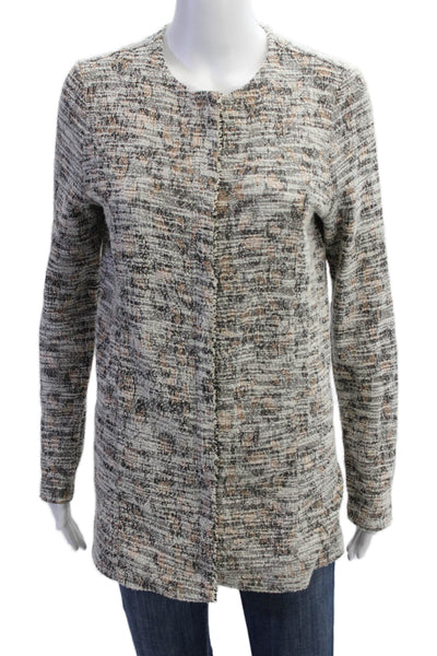 Dolan Womens Gray Zip Coatigan Crewneck Long Sleeve Fall Size XS