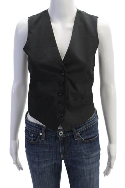 Zara Women Black V-Neck Polyester Vest Sleeveless Size XS