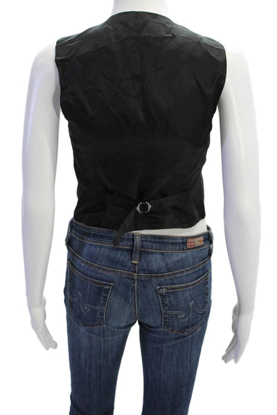 Zara Women Black V-Neck Polyester Vest Sleeveless Size XS
