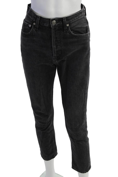 Agolde Unisex Ankle Cropped High Rise Black Jeans Size 24