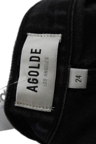 Agolde Unisex Ankle Cropped High Rise Black Jeans Size 24