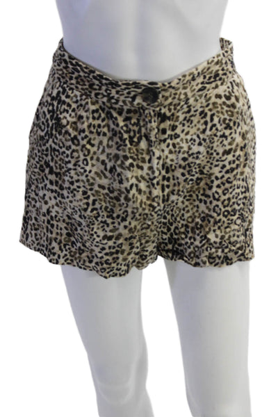Zara Unisex Animal Print Beige Polyester Shorts Size XS