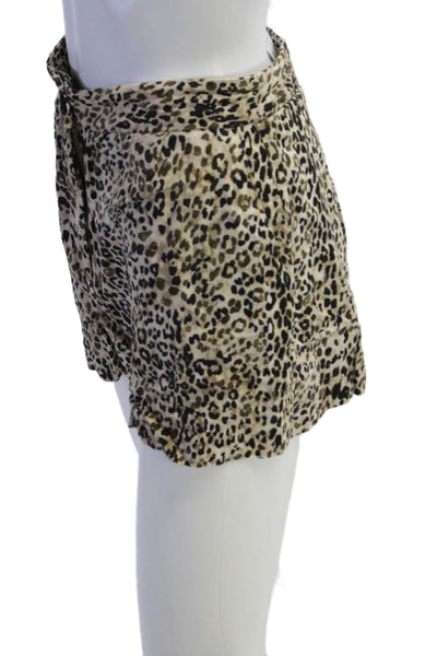 Zara Unisex Animal Print Beige Polyester Shorts Size XS