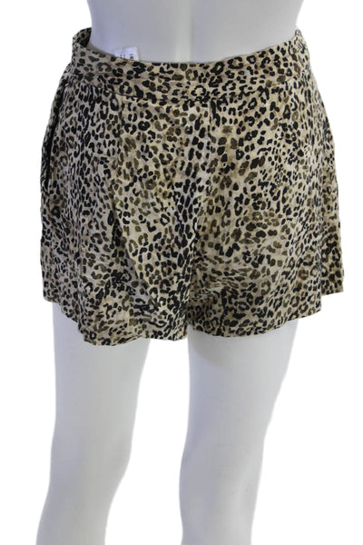 Zara Unisex Animal Print Beige Polyester Shorts Size XS