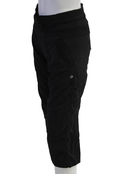 Lululemon Womens Pocketed Striped Drawstring Waist Athletic Pants Black Size 2