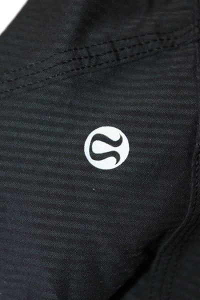 Lululemon Womens Pocketed Striped Drawstring Waist Athletic Pants Black Size 2