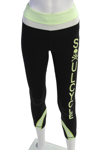 Lululemon Women Cropped Leggings Black Nylon Graphic Skull Size 2