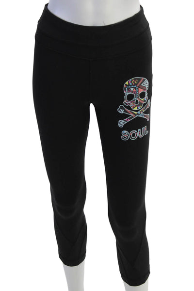 Lululemon Womens Capri Cropped Leggings Black Graphic Nylon Size 2