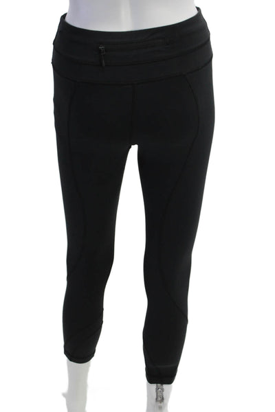 Lululemon Womens Cropped Ankle Nylon Leggings Black Zip Size 4