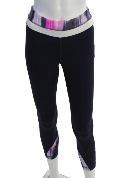 Lululemon Women Cropped Capri Leggings Dark Blue Nylon Size 2