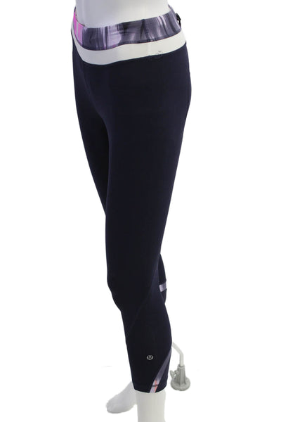 Lululemon Women Cropped Capri Leggings Dark Blue Nylon Size 2