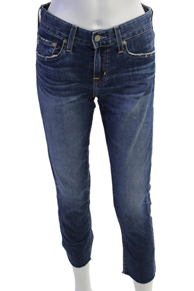 AG-ED Denim Womens Ankle Cropped Jeans Dark Blue Size 24