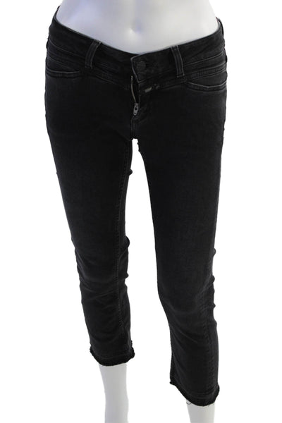 Closed Women Ankle Cropped Skinny Jeans Black Low Rise Size 25
