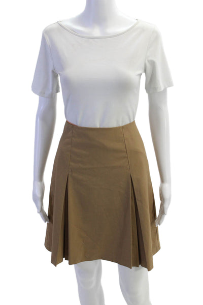 Trina Turk Womens A-Line Pleated Skirt Brown Size 0